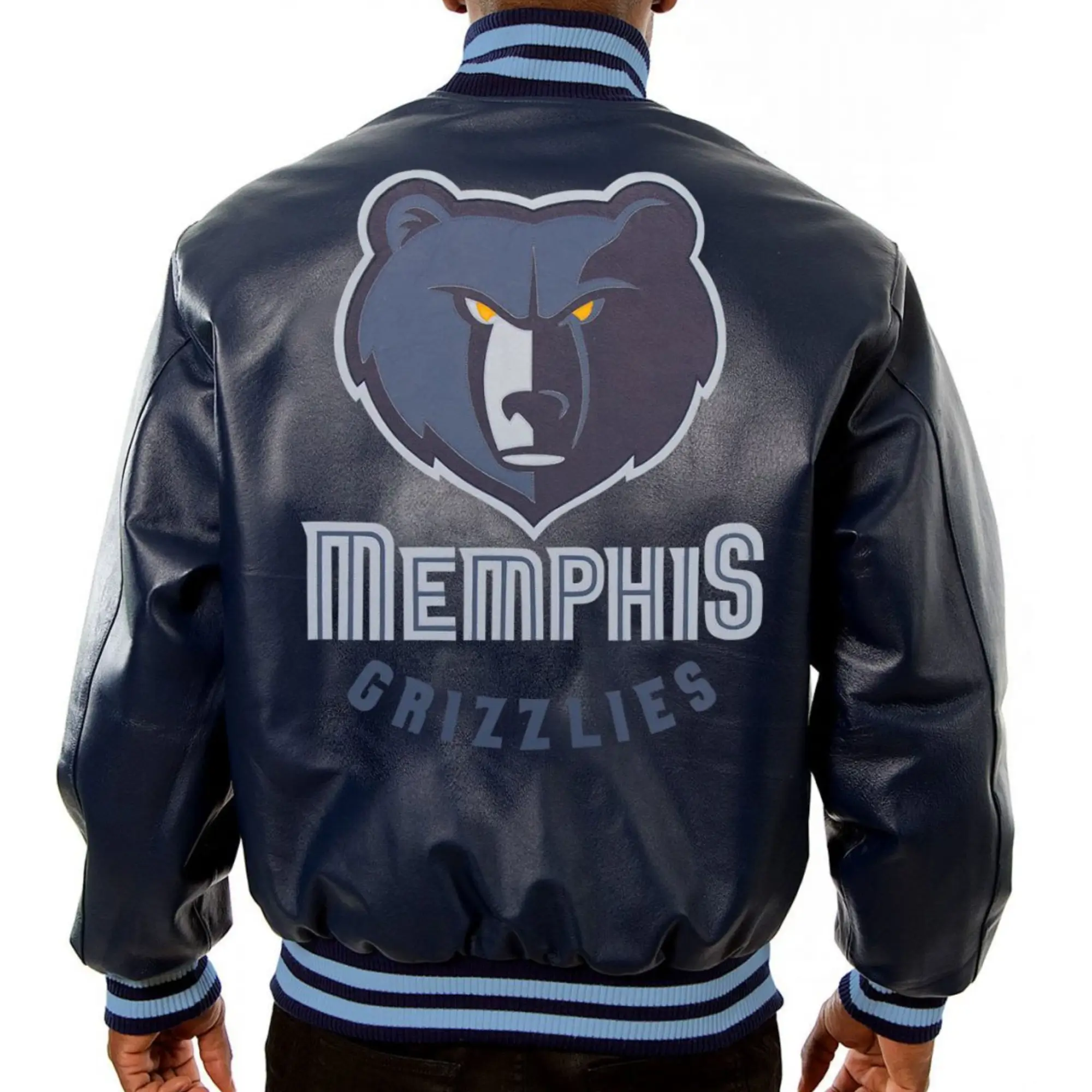 Memphis Grizzlies Full Leather Navy Varsity Jacket - Image 2