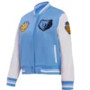 Women's Classic Memphis Grizzlies Team Players Sky Blue/White Varsity Jacket - Image 3