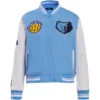 Women's Classic Memphis Grizzlies Team Players Sky Blue/White Varsity Jacket