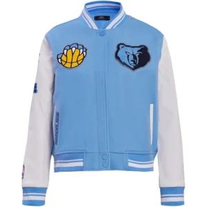 Women's Classic Memphis Grizzlies Team Players Sky Blue/White Varsity Jacket