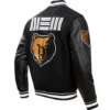 Memphis Grizzlies Script Tail Wool & Leather Black Varsity Jacket - Image 2