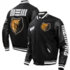 Memphis Grizzlies Script Tail Wool & Leather Black Varsity Jacket - Image 3