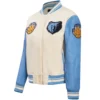 Women's Classic Memphis Grizzlies Wool & Leather Varsity Jacket White & Blue - Image 3