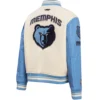 Women's Classic Memphis Grizzlies Wool & Leather Varsity Jacket White & Blue - Image 4