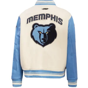 Alternative view of Women's Classic Memphis Grizzlies Wool & Leather Varsity Jacket White & Blue