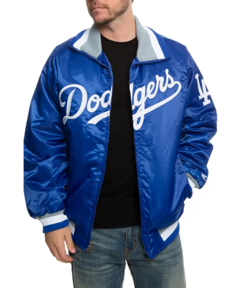 Mens 1980s Vintage Style Los Angeles Dodgers Jacket - Image 2