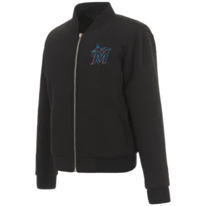 Miami Marlins Baseball Team Players Full Wool One Color Varsity Jacket