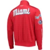 Miami Marlins Neutral Full-Zip Polyester Varsity Red Jacket - Image 2