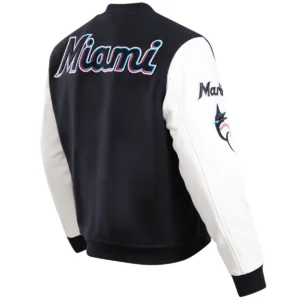 Alternative view of Miami Marlins Classic Rib Wool & Leather Varsity Jacket