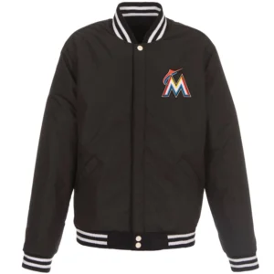 Alternative view of Miami Marlins Two Tone Wool & Leather Varsity Jacket