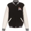 Miami Marlins Two Tone Wool & Leather Varsity Jacket