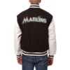 Miami Marlins Two Tone Wool & Leather Varsity Jacket - Image 2