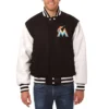 Miami Marlins Two Tone Wool & Leather Varsity Jacket
