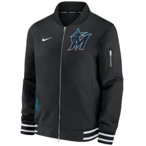 Miami Marlins Nike Full-Zip Bomber Black Varsity Jacket