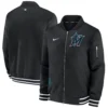 Miami Marlins Nike Full-Zip Bomber Black Varsity Jacket - Image 3