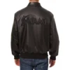 Miami Marlins Shirt Style Collar Full Leather Black Varsity Jacket - Image 2