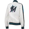 Women's Miami Marlins Women's Starter Competition Full-Snap Satin Varsity White Jacket - Image 2