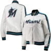 Women's Miami Marlins Women's Starter Competition Full-Snap Satin Varsity White Jacket - Image 3