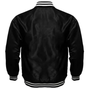 Alternative view of Miami Marlins Bomber Room Full-Snap Black Satin Varsity Jacket