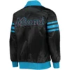 Miami Marlins Starter The Captain II Full-Zip Satin Varsity Black Jacket - Image 2
