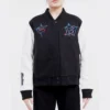 Women's Miami Marlins Retro Classic Women's Wool & Leather Varsity Jacket Black & White
