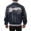 Milwaukee Brewers Full Leather Varsity Navy Jacket - Image 2