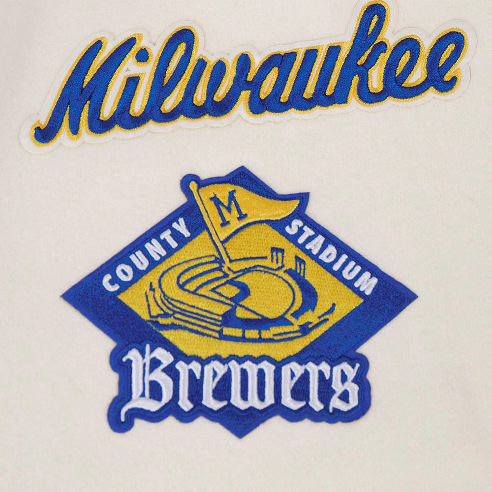 Milwaukee Brewers Baseball Team Players Wool & Leather Varsity Jacket - Image 3
