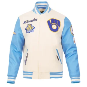 Milwaukee Brewers Baseball Team Players Wool & Leather Varsity Jacket