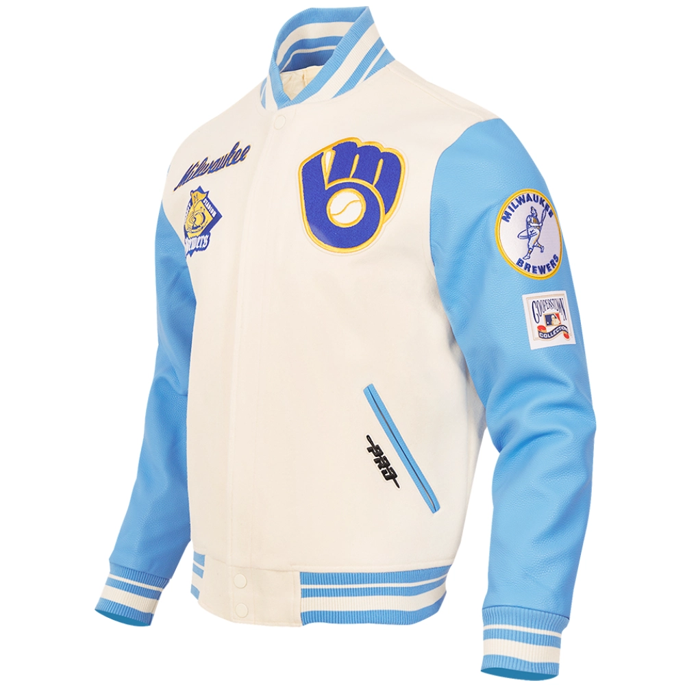 Milwaukee Brewers Baseball Team Players Wool & Leather Varsity Jacket - Image 7
