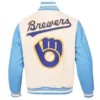 Alternative view of Milwaukee Brewers Baseball Team Players Wool & Leather Varsity Jacket