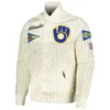 Milwaukee Brewers Pro Standard Cooperstown Pinstripe Retro Classic Satin Varsity Jacket