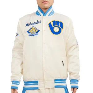 Milwaukee Brewers Classic Pro Standard Full-Snap Satin Varsity Jacket