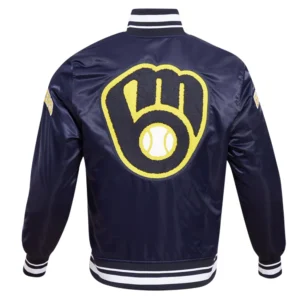 Alternative view of Milwaukee Brewers Mashup Full-Snap Satin Varsity Jacket