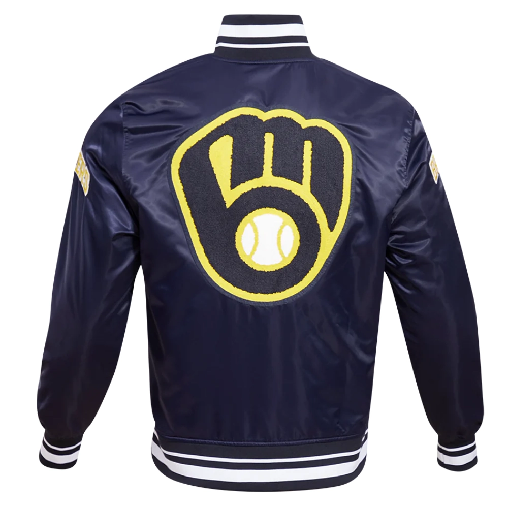 Milwaukee Brewers Mashup Full-Snap Satin Varsity Jacket - Image 2