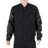Milwaukee Brewers Pro Standard Triple Black Wool & Leather Varsity Jacket