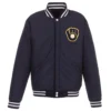 Milwaukee Brewers Wool & Leather Reversible Varsity Jacket - Image 2