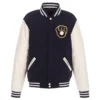 Milwaukee Brewers Wool & Leather Reversible Varsity Jacket