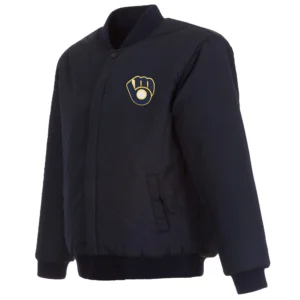 Alternative view of Milwaukee Brewers Reversible Navy Full Wool One Color Varsity Jacket