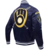 Milwaukee Brewers Mashup Full-Snap Satin Varsity Jacket - Image 2