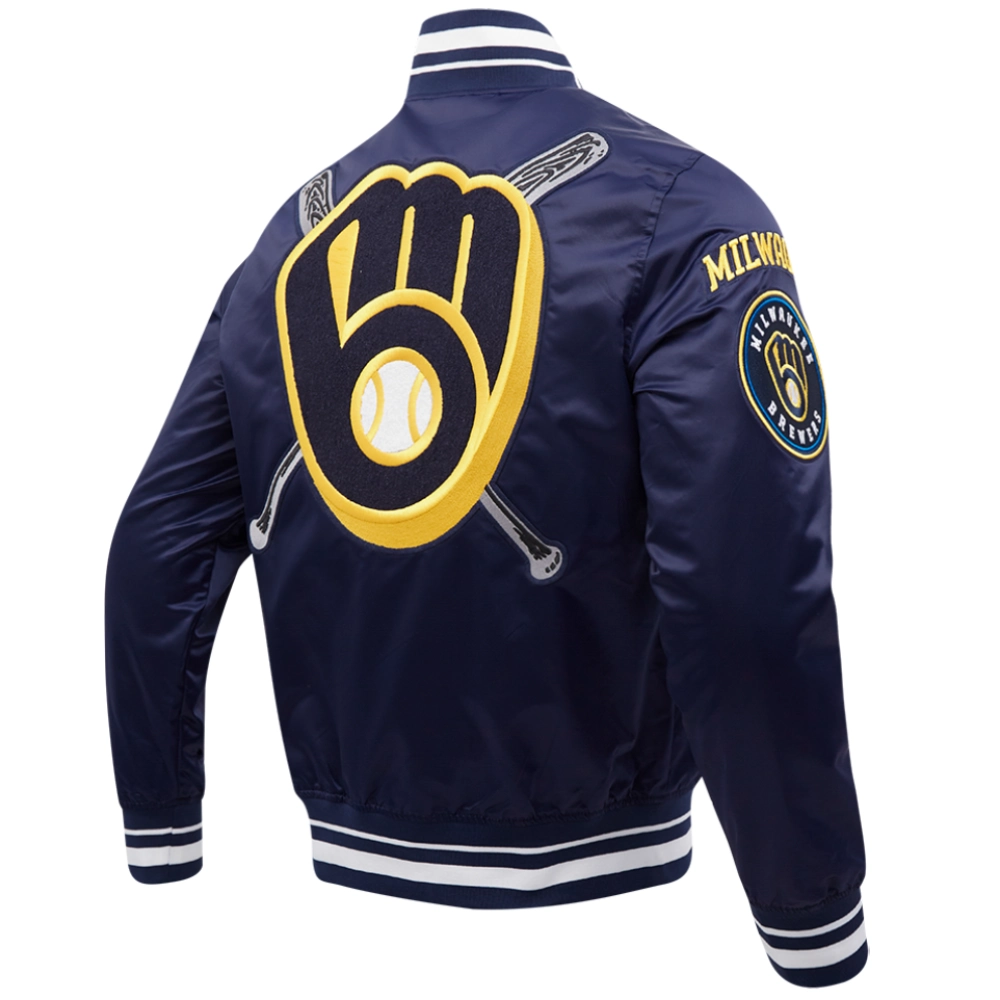 Milwaukee Brewers Mashup Full-Snap Satin Varsity Jacket - Image 2