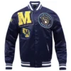 Milwaukee Brewers Mashup Full-Snap Satin Varsity Jacket