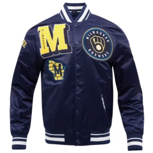 Milwaukee Brewers Mashup Full-Snap Satin Varsity Jacket