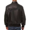 Milwaukee Brewers Shirt Style Collar Full Leather Black Varsity Jacket - Image 2