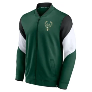 Milwaukee Bucks League Best Performance Full-Zip Hunter Green Varsity Jacket