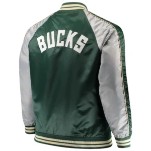 Alternative view of Milwaukee Bucks Majestic Big & Tall Hunter Green Satin Varsity Jacket