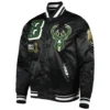 Milwaukee Bucks Pro Standard MashUp Capsule Black Satin Varsity Jacket