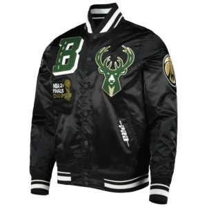 Milwaukee Bucks Pro Standard MashUp Capsule Black Satin Varsity Jacket