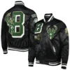 Milwaukee Bucks Pro Standard MashUp Capsule Black Satin Varsity Jacket - Image 3