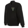Milwaukee Bucks Reversible Black Full Wool One Color Varsity Jacket