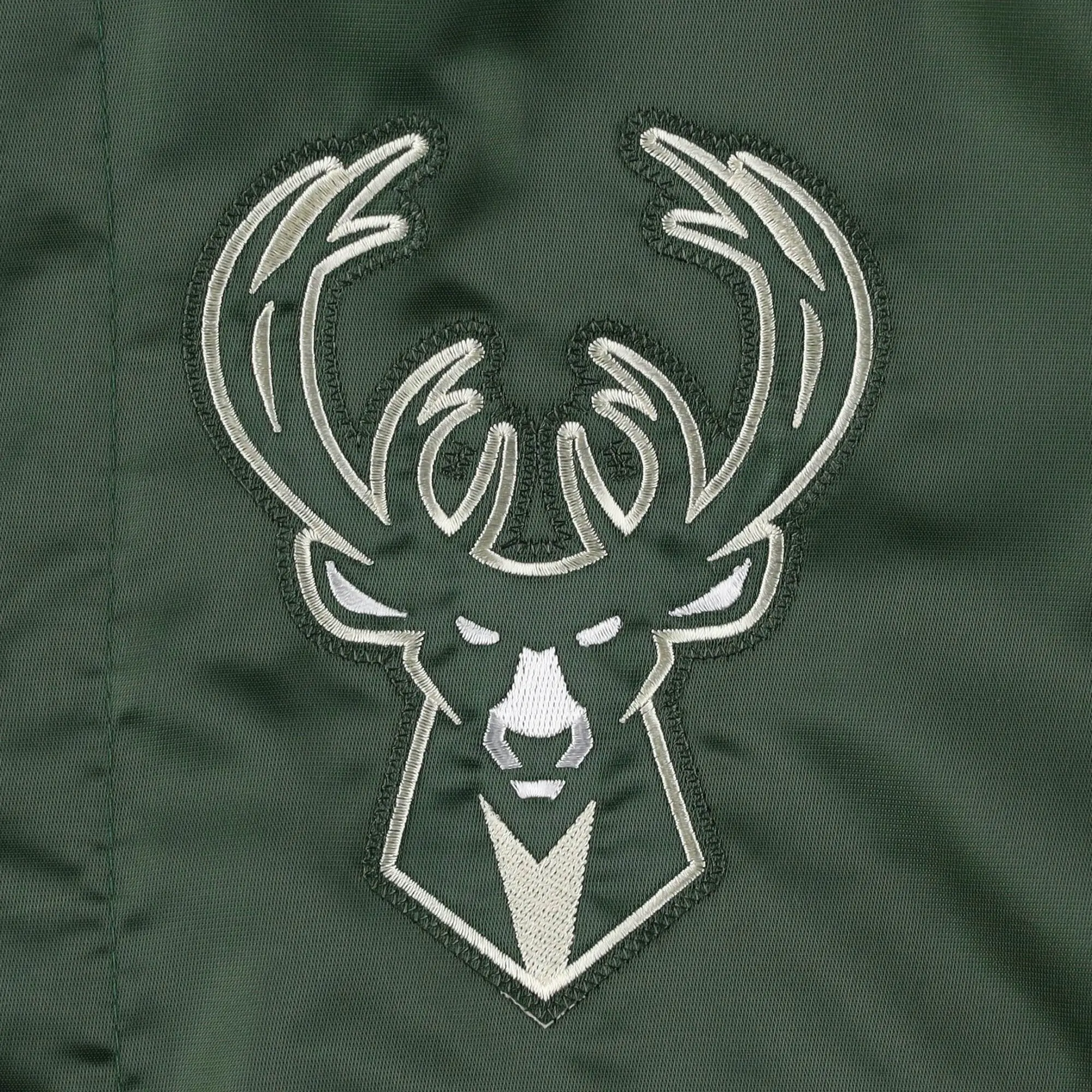 Milwaukee Bucks Starter Hunter Force Play Green Satin Varsity Jacket - Image 3